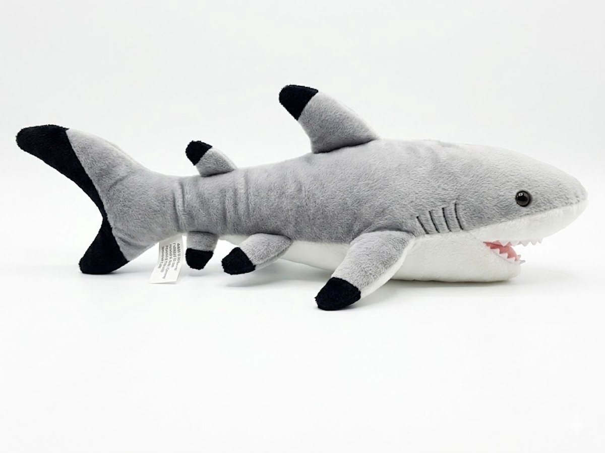 Haai Knuffel - Pluche Zachte zwartpunthaai met zwarte vinnen - ± 32 cm -> Peluche requin / ean=SKU©Promoballons
