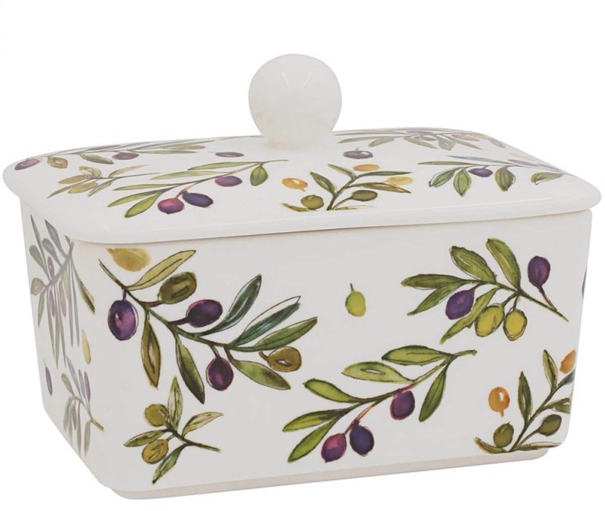 Cosy Creations Porseleinen botervloot – olijf 16 × 10 × 10 cm