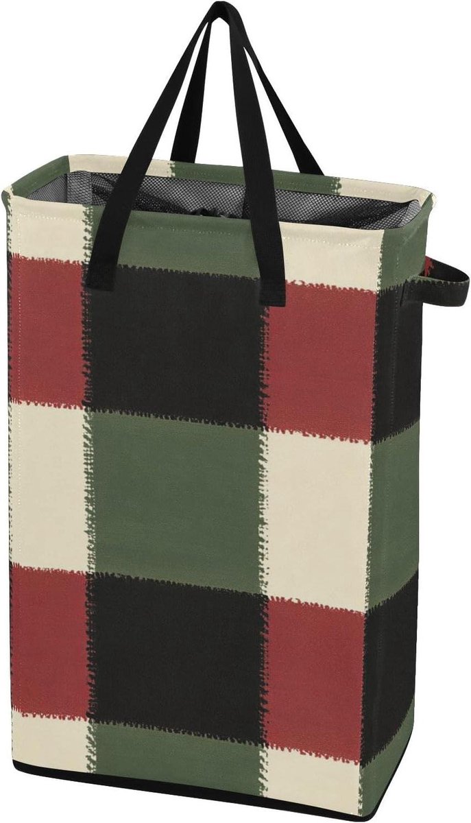 Wasmand Vuile Kleding Mand Ruimte Besparen Waterdicht Materiaal 48L Capaciteit Groen Rood Plaid