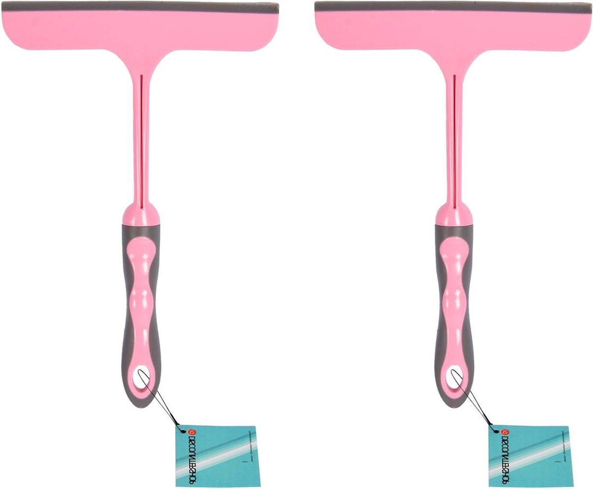 Raamwisser Set - Glasreiniger - Streeploos Reinigen - Siliconen Lip - 2 Stuks - Roze