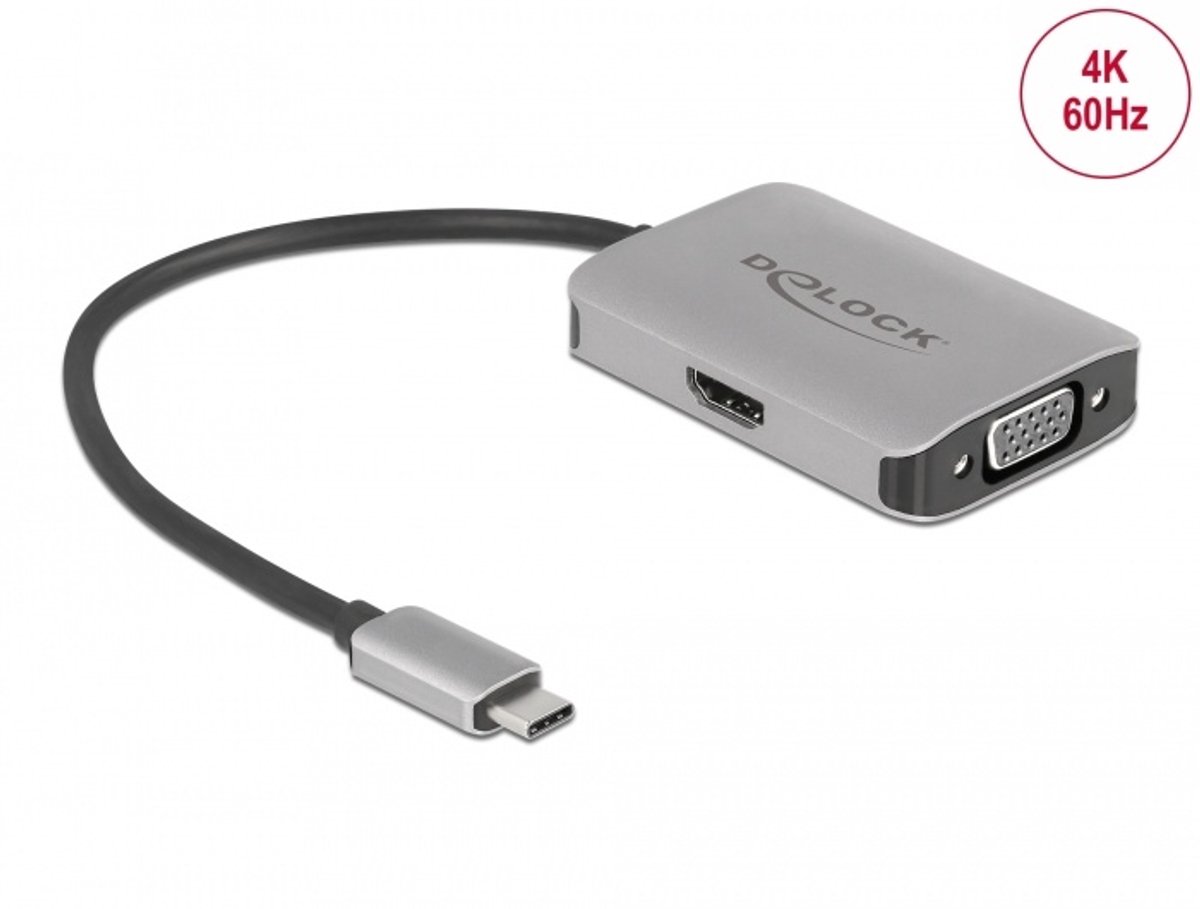 USB Type-C Splitter (DP ALT-modus)> 1 x Hdmi + 1 X VGA OUT