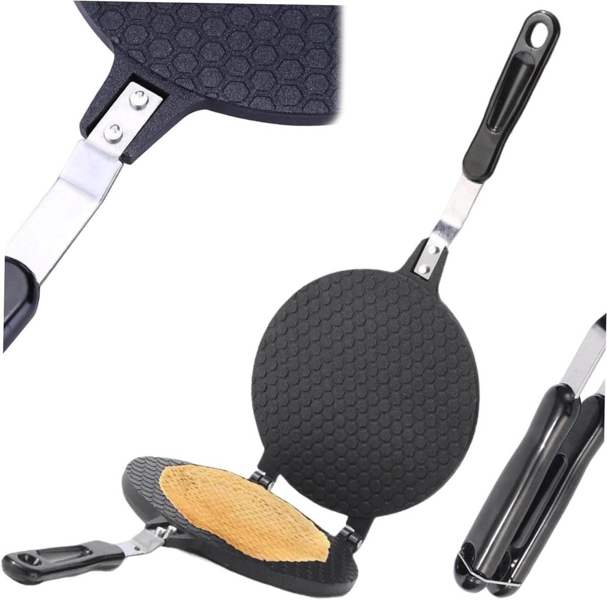 Wafel Kegel Maker - IJshoorntjes Machine - Desserts Maken - Antiaanbaklaag - 17 cm Diameter - Zwart