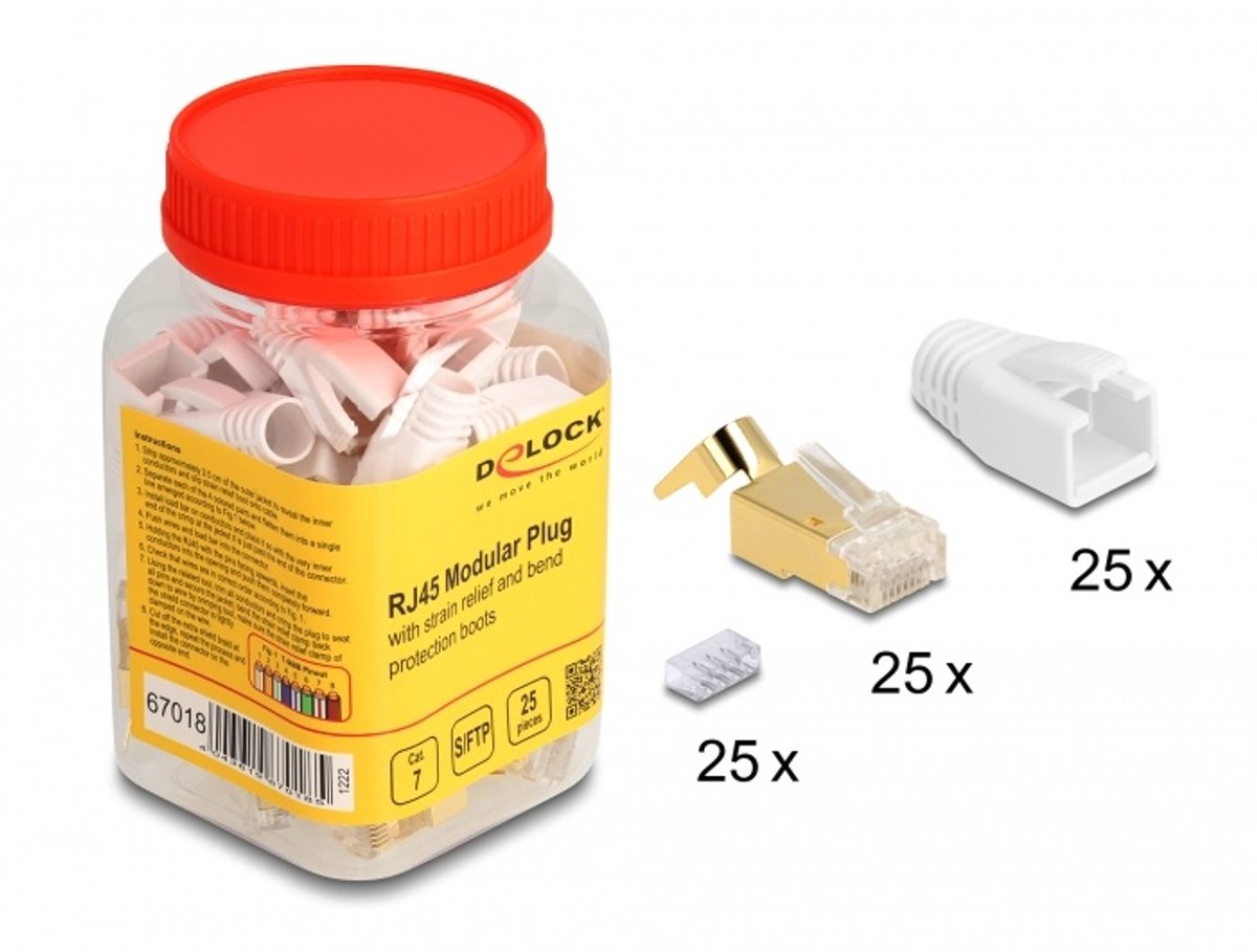 DeLOCK 67018 kabel-connector RJ45 Goud, Wit