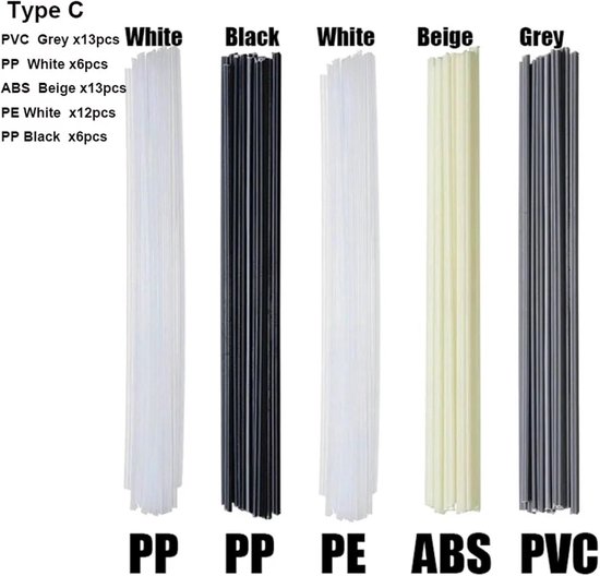 Plastic Lasstaven Set - Lassen Stokken - Kunststof Reparatie - Bestand Tegen Zuur - 25 Stuks - Beige — afbeelding 4