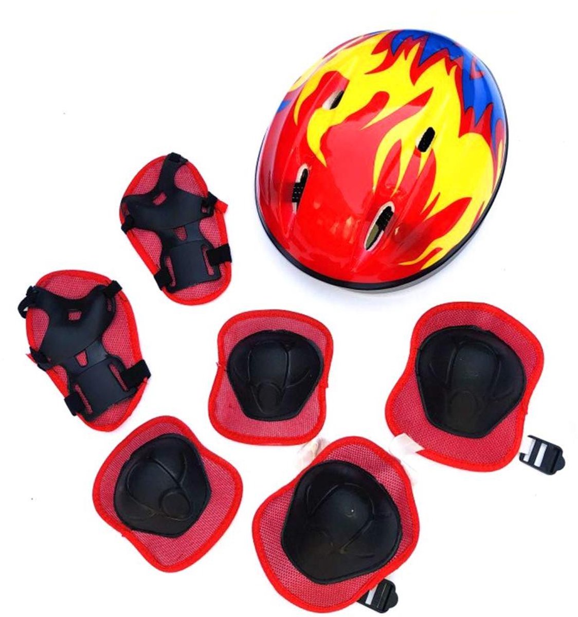 Beschermingsset Kinderen - Veiligheidsuitrusting Set - Buitensporten Bescherming - 7 Delige Set - 50-54 cm Hoofdomtrek - Rood