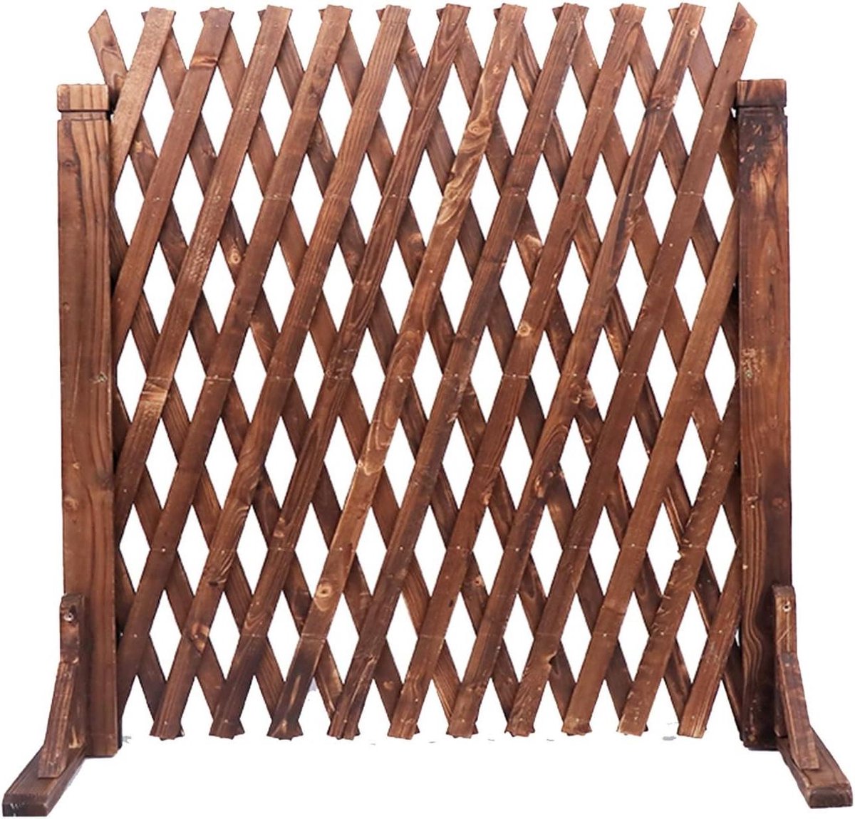 Houten Tuinhek - Klimrek Decoratie - Planten Ondersteunen - Intrekbaar Ontwerp - H120xL200CM - Houtkleur
