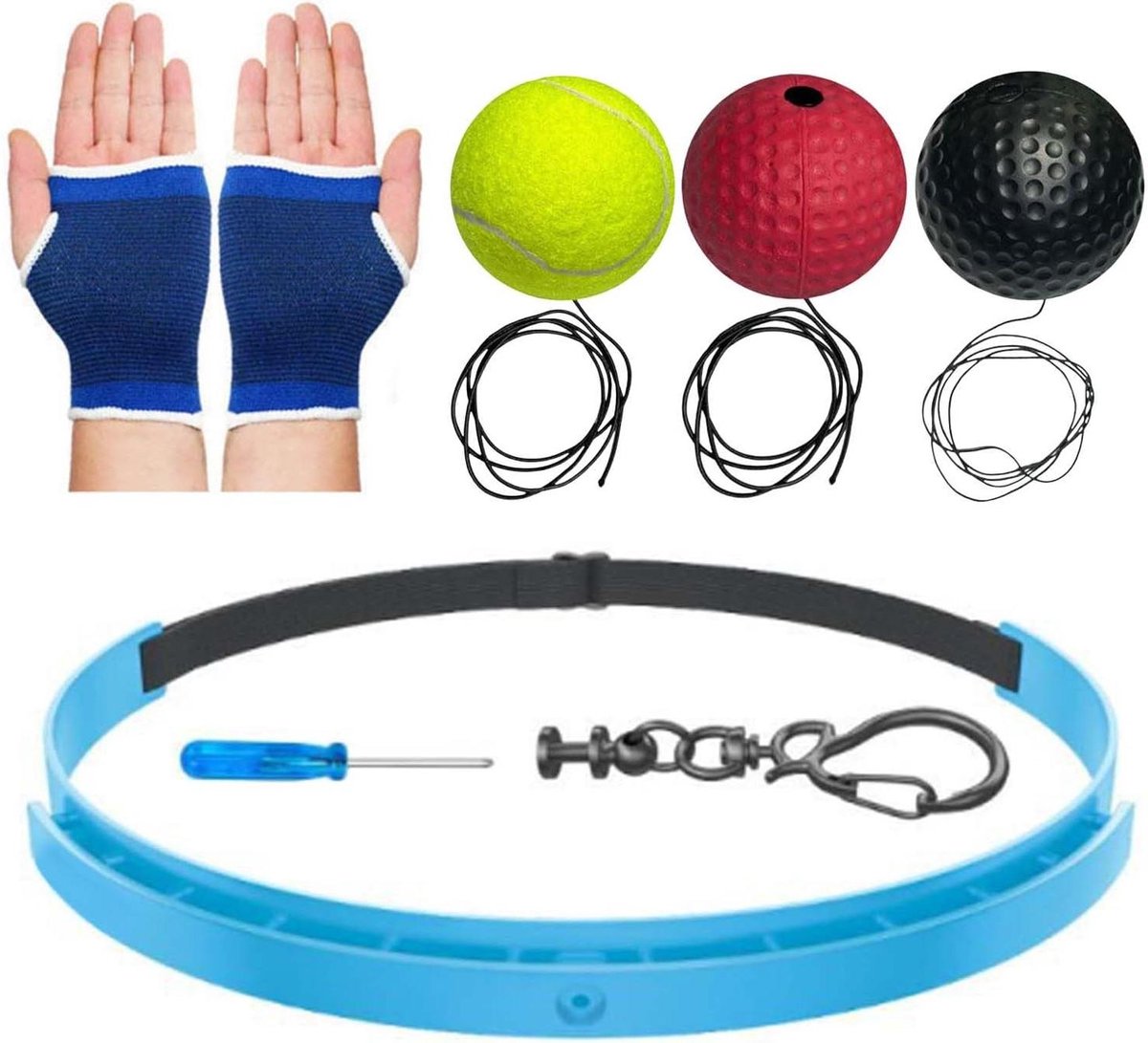 Boksbal Reflex - Reactiebal Training - Verbeter Coördinatie - Verstelbare Hoofdband - 6 cm Bal - Zwart