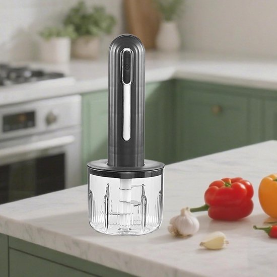 Mini Keukenhakker - Draadloze Hakker - Maaltijd Voorbereiden - USB Oplaadbaar - 400 ml Kom - Zwart van MINI — afbeelding 2