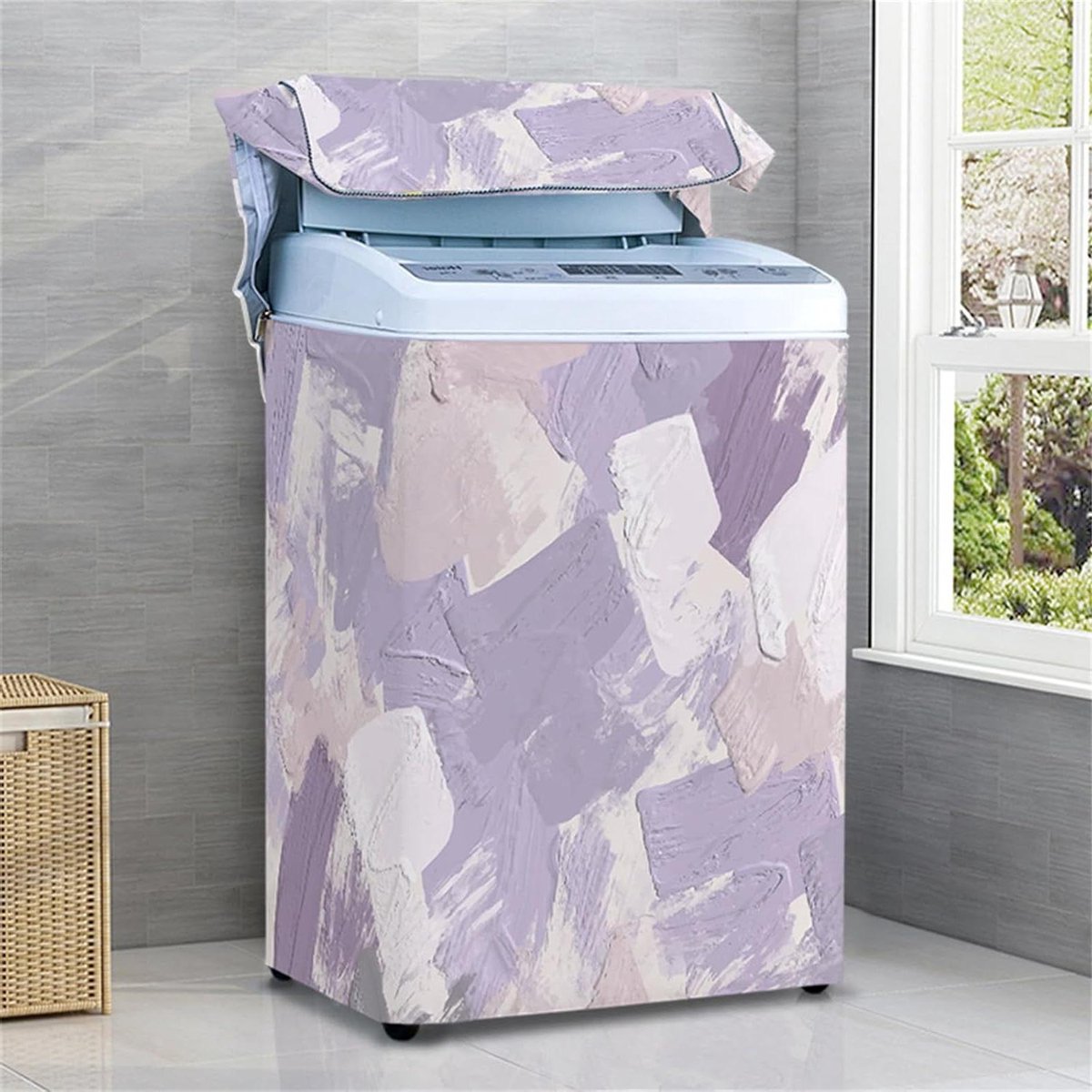 Wasmachinehoes Droger protector Apparaat beschermen Waterdicht en stofdicht XXL 9.5-10kg Olie op canvas