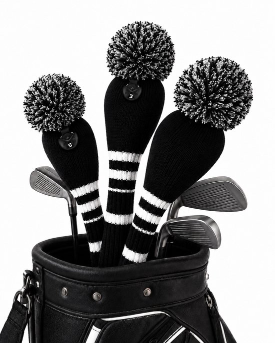Golf Club Headcover Zwart-Wit Streep- Knitted Wool - Golfclub Covers - Headcovers- Golf Spullen van GOLF — afbeelding 5