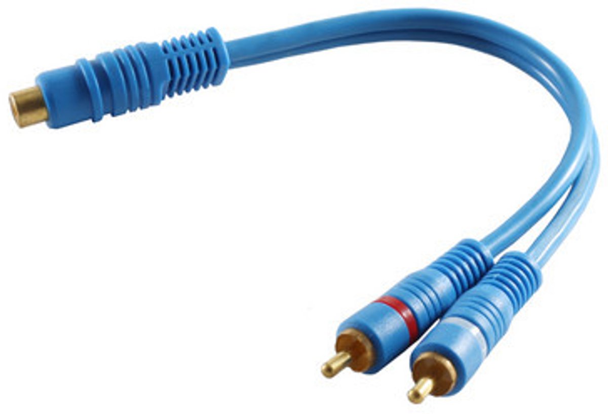 Cinchkupplung/ 2 Cinchstecker, blau 0,2m