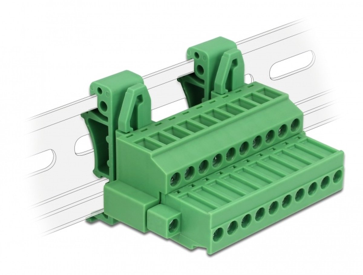 Terminalblok ingesteld voor DIN -rail 10 -pin met schroefvergrendeling