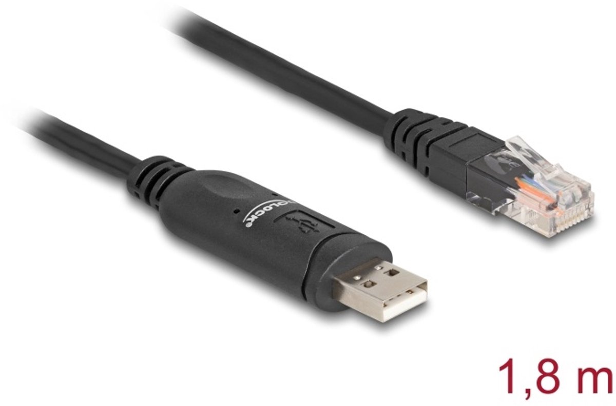 Delock Adapter USB 2.0 Type-A male to 1 x Serial RS-232 RJ45 male 1,8 m black