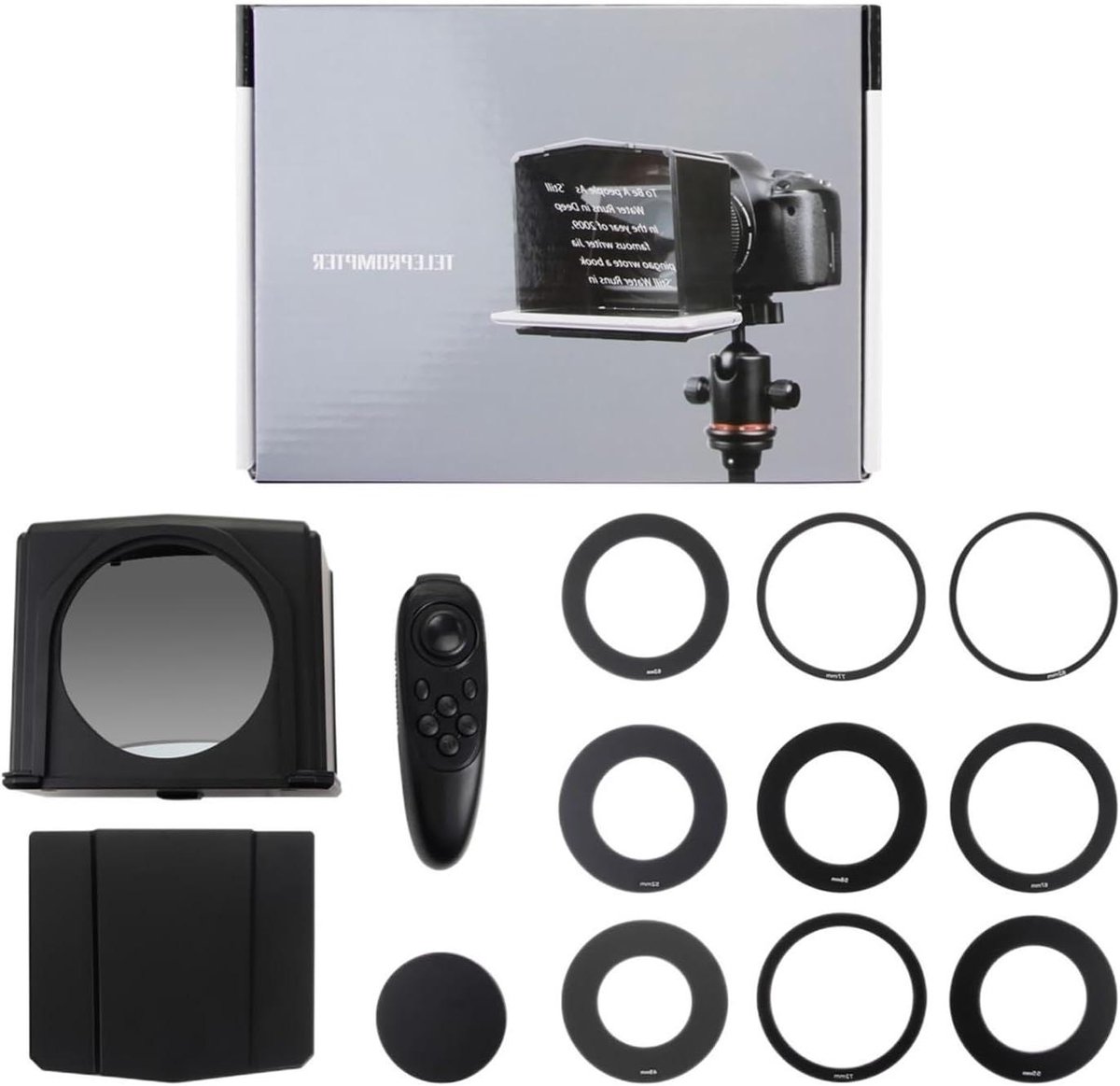 Teleprompter - Opname Hulp - Video Opnames - Universele Camera Lens - 49-77mm - Zwart
