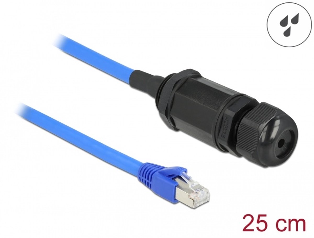 Kabel RJ45 -plug naar RJ45 Jack Cat.6 Waterdicht met kabelklier