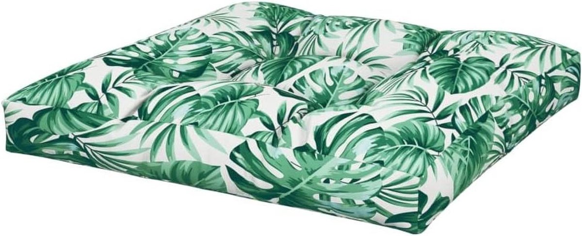 Zitkussen Palletbank - Buitenkussen Dik - Comfort Verhogend - Decoratief Bladpatroon - 70x70 cm - Bladpatroon