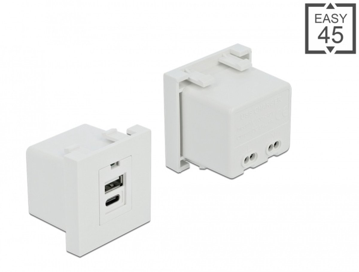 Delock Easy 45 USB Charging Port Module 1 x Type-A + 1 x USB Type-C™