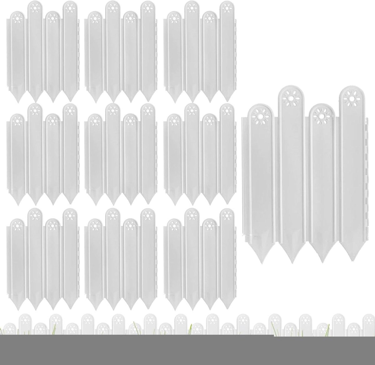 Tuinranden 10 stuks - Bodemafbakening Gazon - Tuin Organiseren - UV- en roestbescherming - 35 x 25 cm - Wit