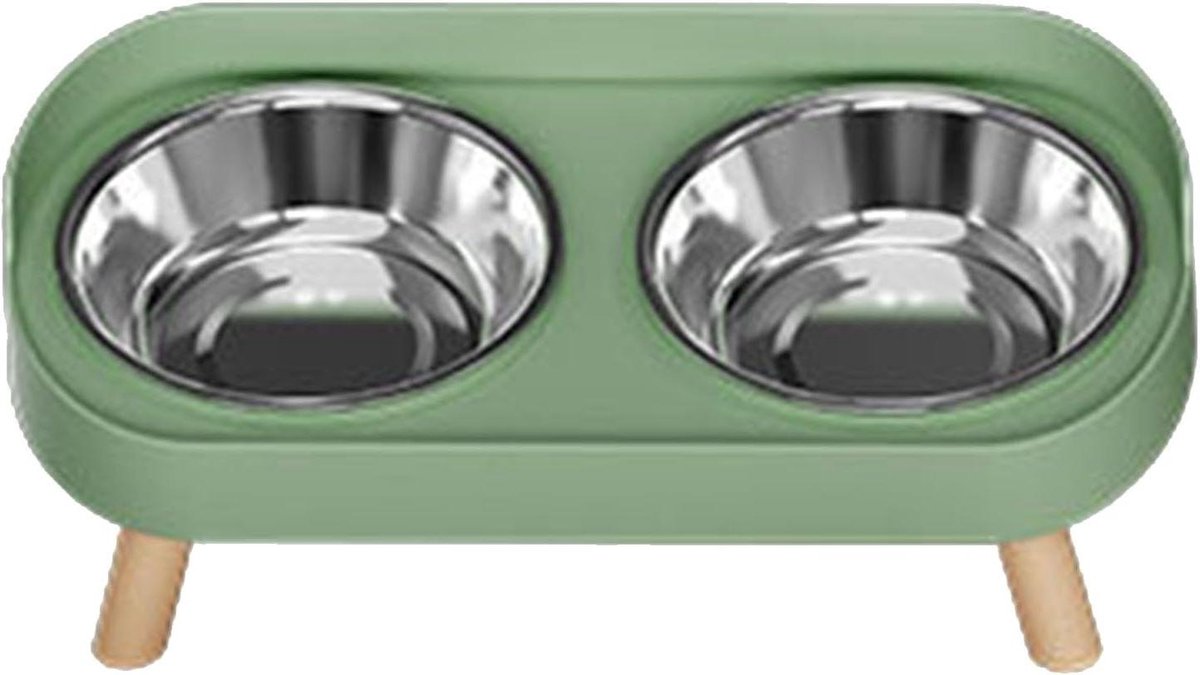Verhoogde voerbak - Honden voerstation - Comfortabel eten - Spatbescherming - 2x 400 ml - Zilverkleurig