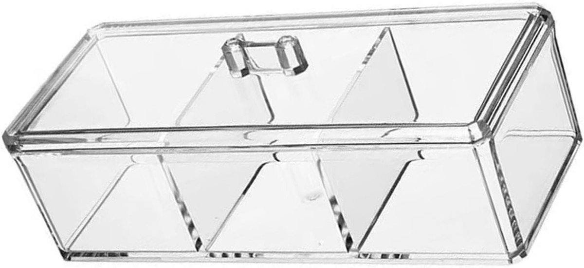 Make-up Organizer - Acryl Box - Cosmetica Opbergen - Met Deksel - 3 Compartimenten - Transparant