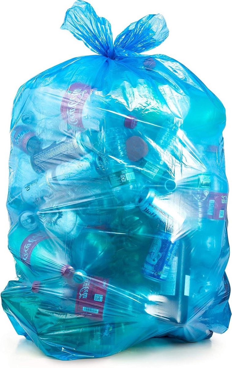 Vuilniszakken Recycling - Grote Plastic Zakken - Afval Opruimen - Gemaakt van Gerecycled Materiaal - 50 Stuks 55 Gallon - Blauw