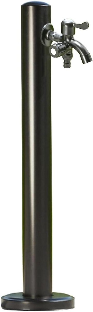 Tuinfontein Buiten - Waterzuil - Terras Verfraaien - Dubbele Kraan - 60 cm Hoog - Zwart