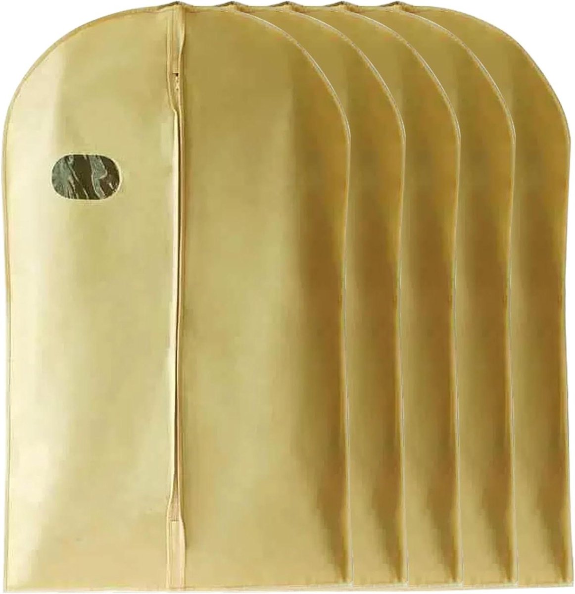 Kledinghoezen - Opberghoezen - Kleding Beschermen - Transparant Venster - 5 Stuks 60x150cm - Goud