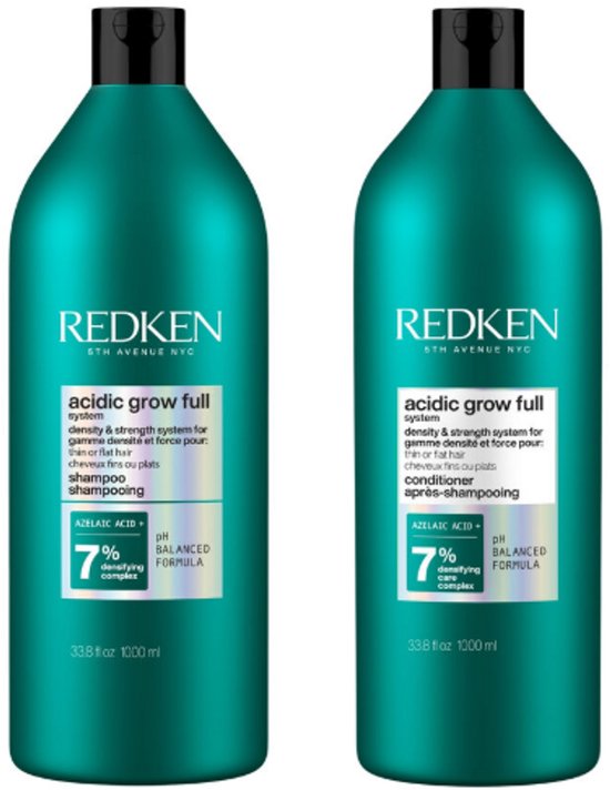 Deux bouteilles de shampoing REDKEN Acidic Grow Full, 1000ml.