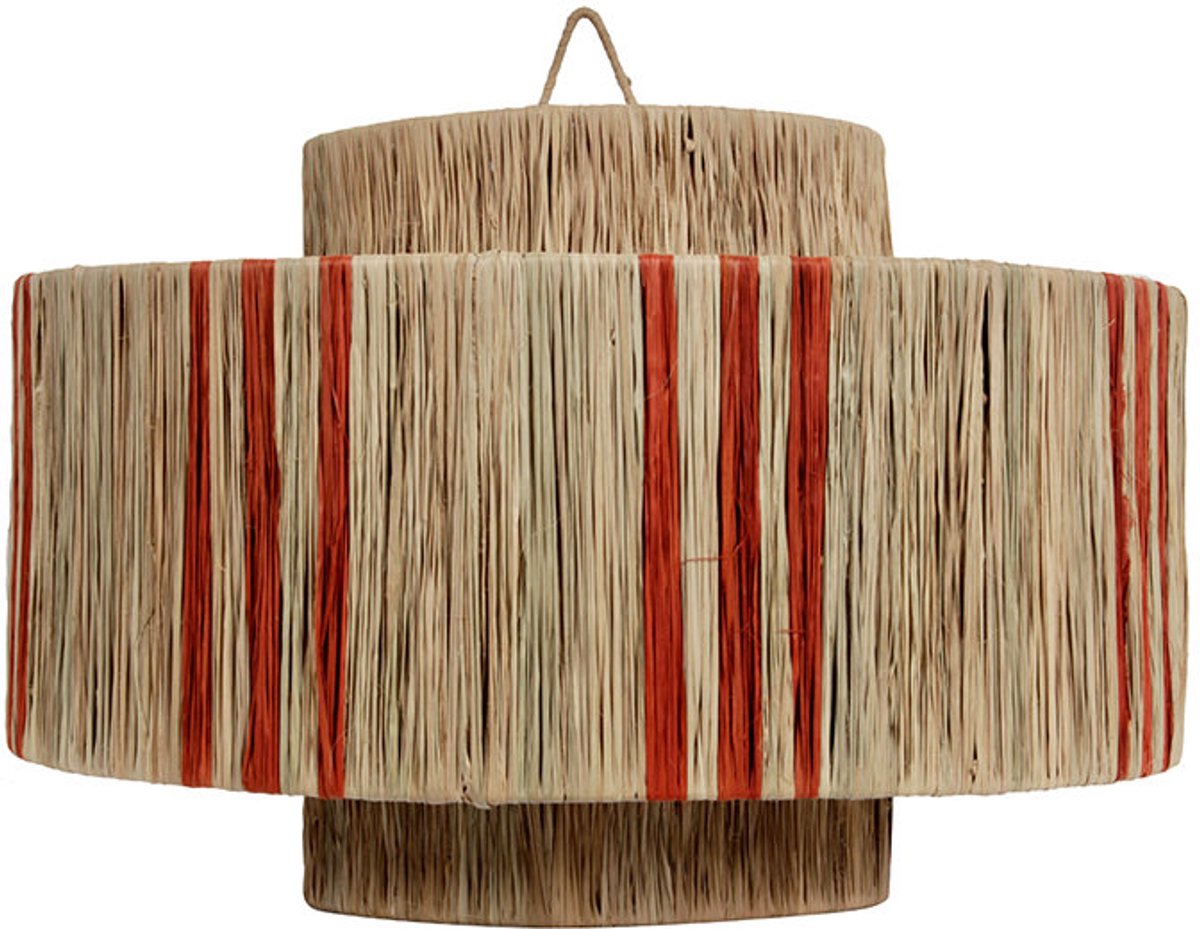 Lampenkap Raffia Streep Oranje