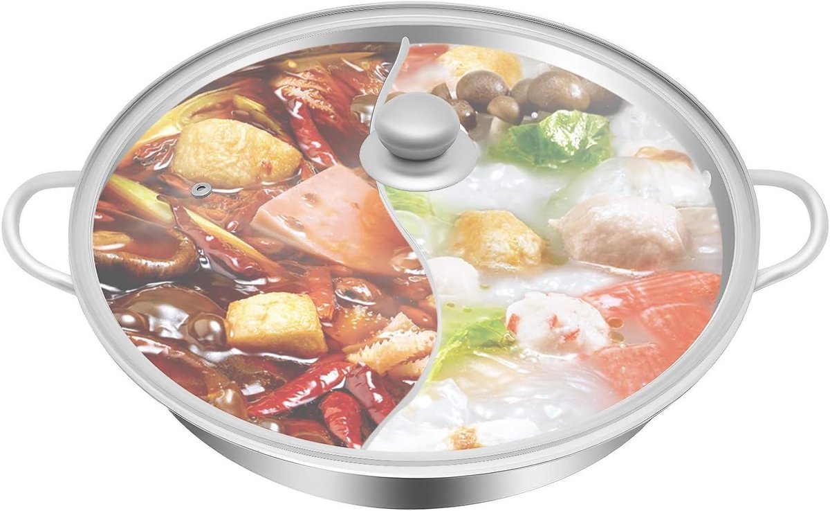 RVS Soort Pot - Dubbele Pan - Gezellig Tafelen - Snelle Verwarming - 34 cm - Zilverkleurig