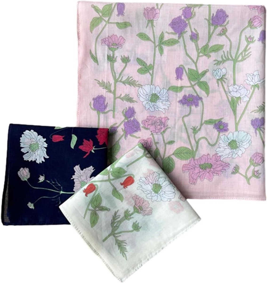 Polyester Zakdoeken - Bloemenprint Hankies - Dagelijks Gebruik - Herbruikbaar En Wasbaar - 45x45 cm - Veelkleurig