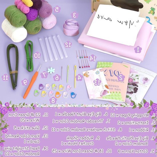 Haakset voor Beginners en Volwassenen, Rozenbloem Boeket Haakproject met Stapsgewijze Video, Handgemaakte Kunst, DIY Creaties, Perfecte Cadeaus voor Elke Gelegenheid — afbeelding 5