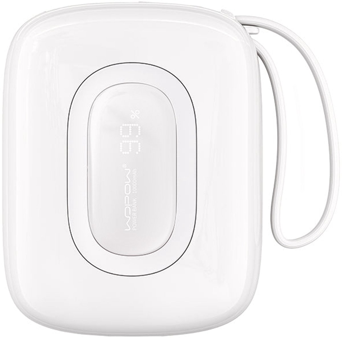 Wopow Powerbank met ingebouwde USB-C & Lightning Kabels, SQ63, 10.000mah, 22.5W, Wit, 6933185736911