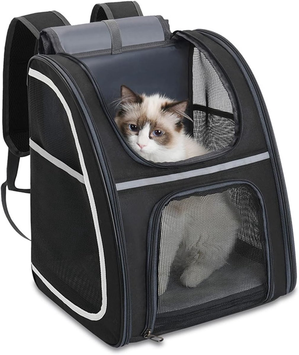 Hondenrugzak - Draagtas Hond en Kat - 33*28*40cm - Huisdieren Reistas - Tot 7kg - Katten Rugzak- Zwart
