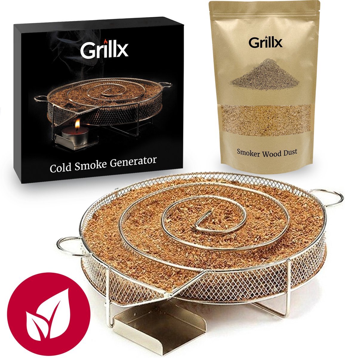 Grillx Cold Smoke Generator met Elzen Rookmot - 3 Liter - Smokerbox - RVS Rookbox - Rookgenerator - Koud roken - BBQ Accesoires