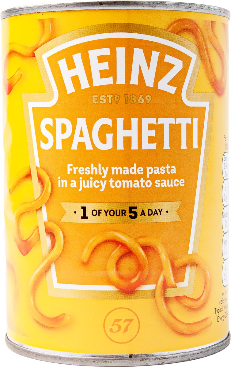 Heinz Spaghetti in Tomatensaus 400g – Klassieke Britse Pasta in Rijke Saus – Kant-en-Klaar Maaltijdblik