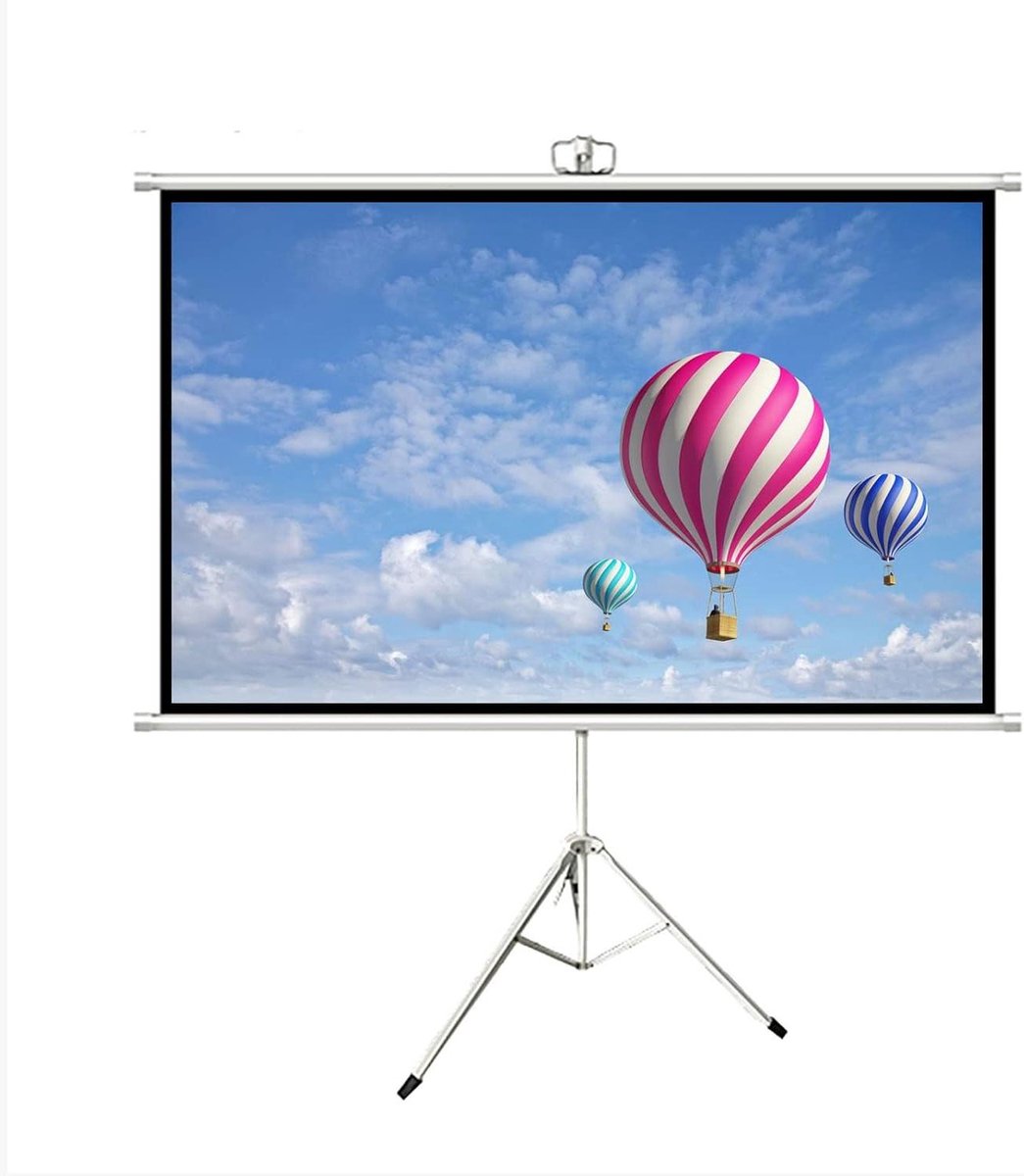 Projectiescherm Statief - Filmscherm Draagbaar - Thuisbioscoop Creëren - Kreukvrij Glasvezel - 60 inch 16:9 - Wit