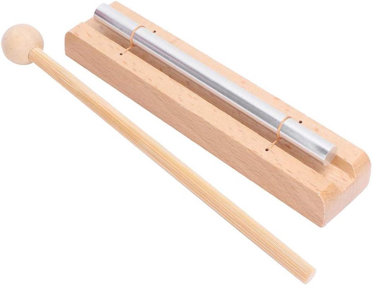 Percussie Instrument - Muziek Gong - Ritme Leren - Massief Hout Metaal - 19 x 5 x 3 cm