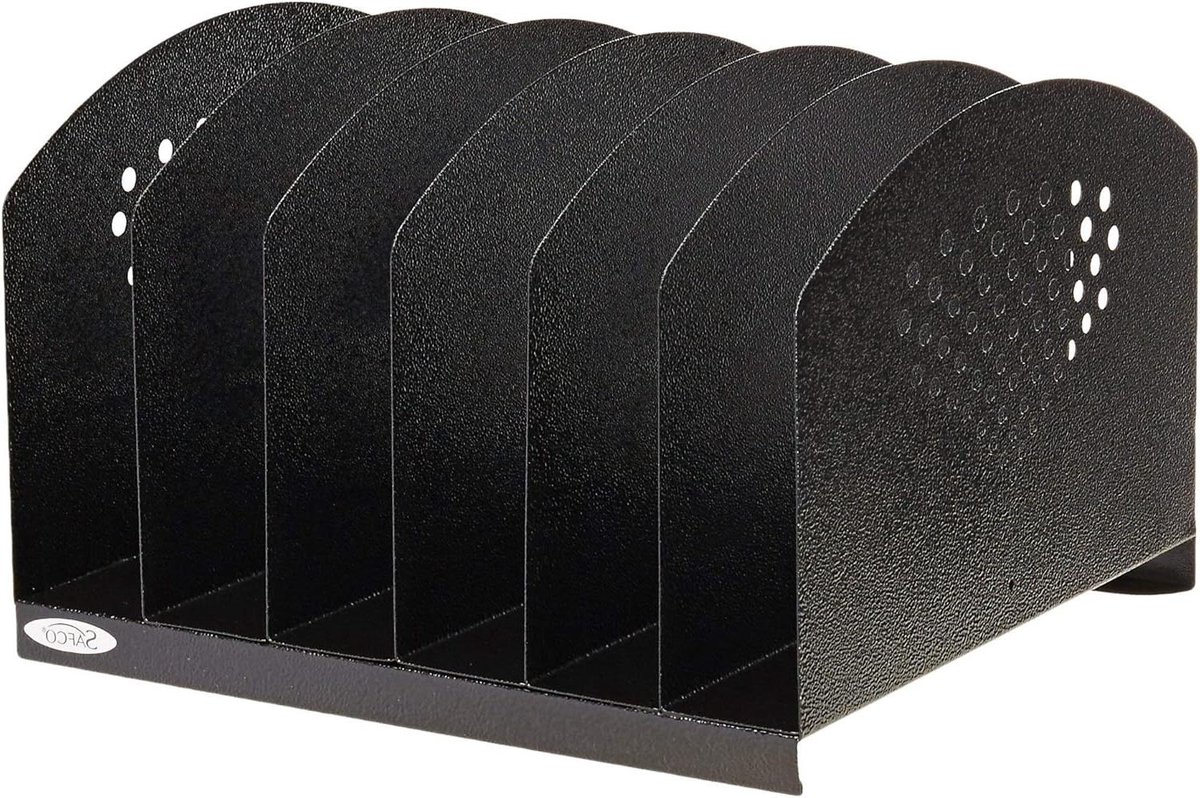Bureau Organizer - Documentenhouder - Werkplek Opruimen - Zes Verticale Vakken - 30 x 28 x 21 cm - Zwart