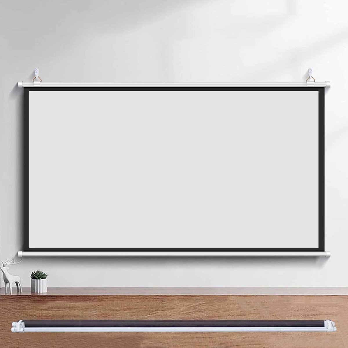 Projectiescherm Wit - Pull-down Scherm - Thuisbioscoop Creëren - Anti-vouw Glasvezel - 72 Inch 4:3 - Wit
