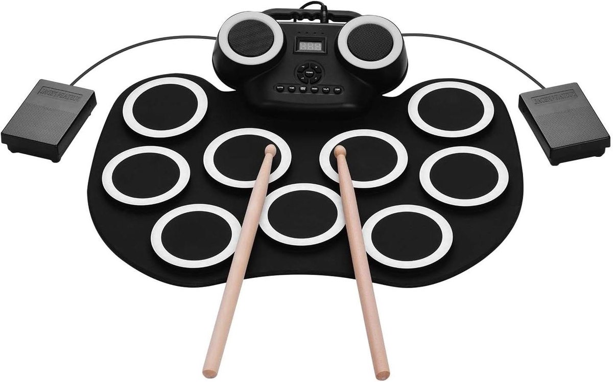 Elektronische Drum - Digitale Drum Pads - Muziek Maken - Ingebouwde Speakers - Draagbaar Ontwerp - Zwart