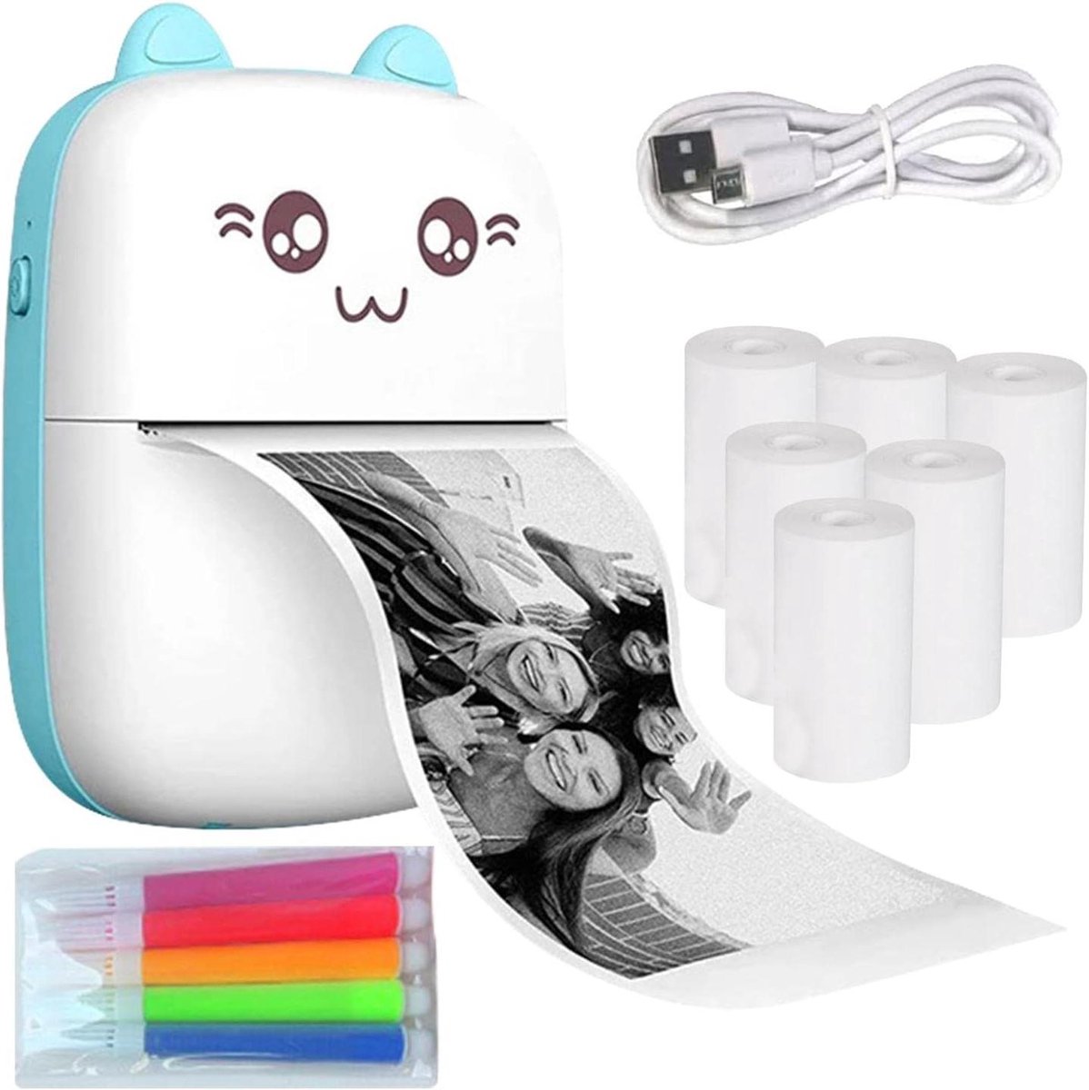 Pocket Printer - Mobiele Mini Printer - Notities Printen - Inclusief 6 Rollen - 316 Gram - Zwart