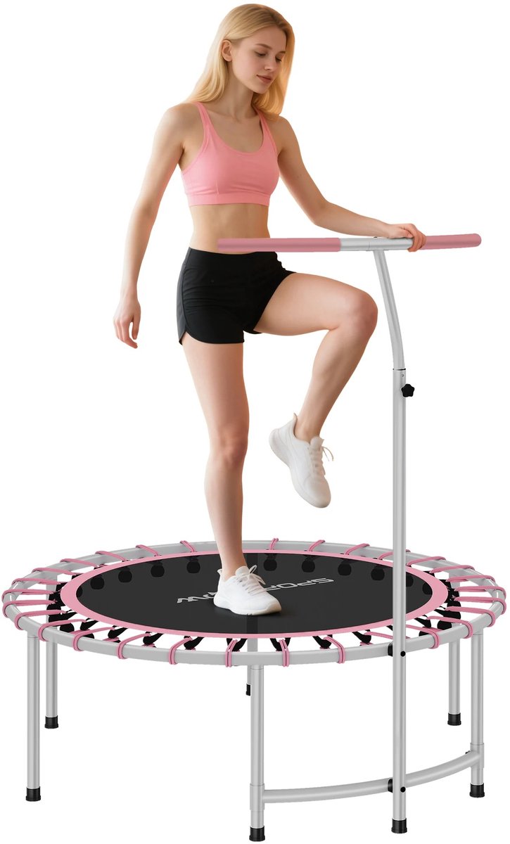 Cellista Fitnesstrampoline 102cm - Mini Trampoline met Handgreep - Rebounder Volwassenen - Cardio Trampoline Thuis - Bungee Trampoline - 100kg