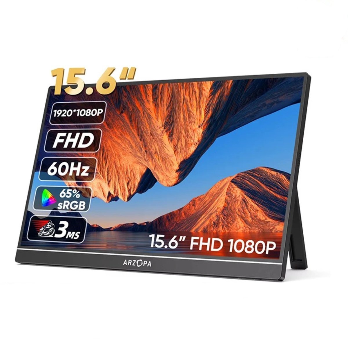 UrbanSelect Protable Monitor - Draagbare Monitor - 15.6 Inch - 178° brede kijkhoek - 60Hz - HDR - Luidsprekers - 1920 × 1080 HD