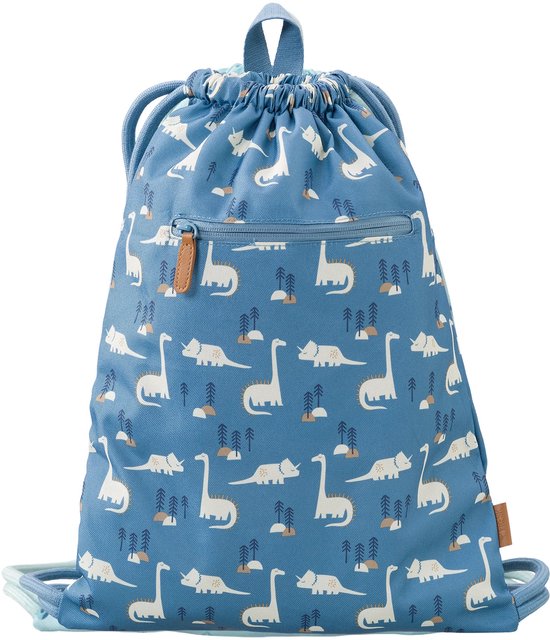 Fresk Zwemtas Jongens - Gymtas - Waterafstotende Strandrugzak voor Kinderen – Zwemzak met Ophanglus - 38 x 27 cm - Blauw - Dino