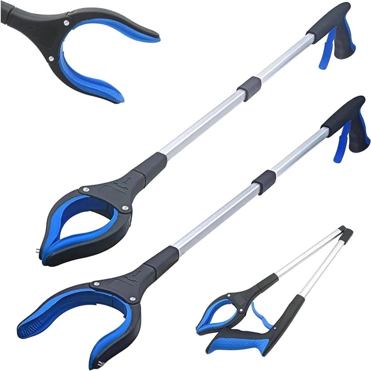 Afvalprikker Grijper - Grijpstok Opvouwbaar - Zwerfafval Oprapen - Aluminium Legering - 32 Inch - Blauw
