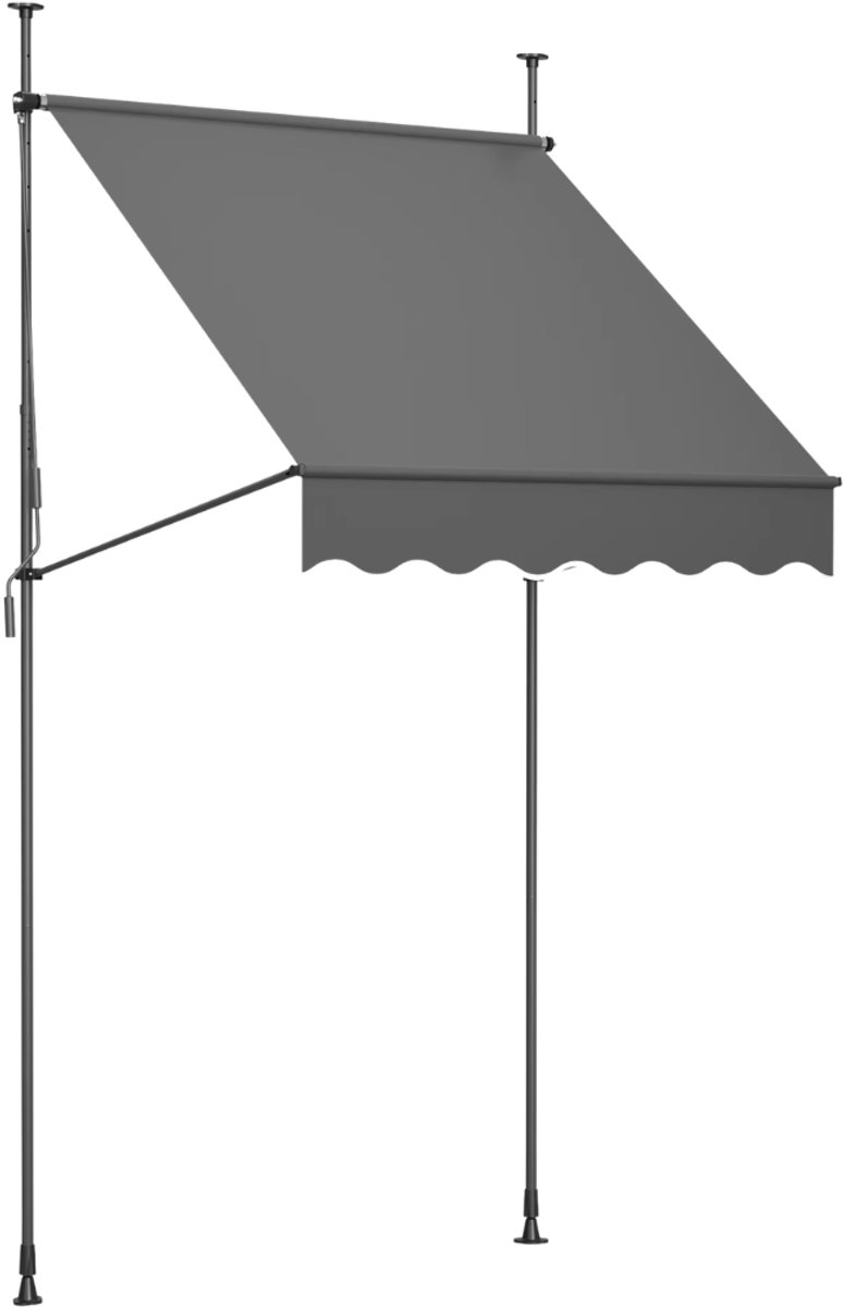 Klemluifel – Voor balkon en zonwering – In hoogte verstelbaar – Donkergrijs – Afmetingen: 150 cm
