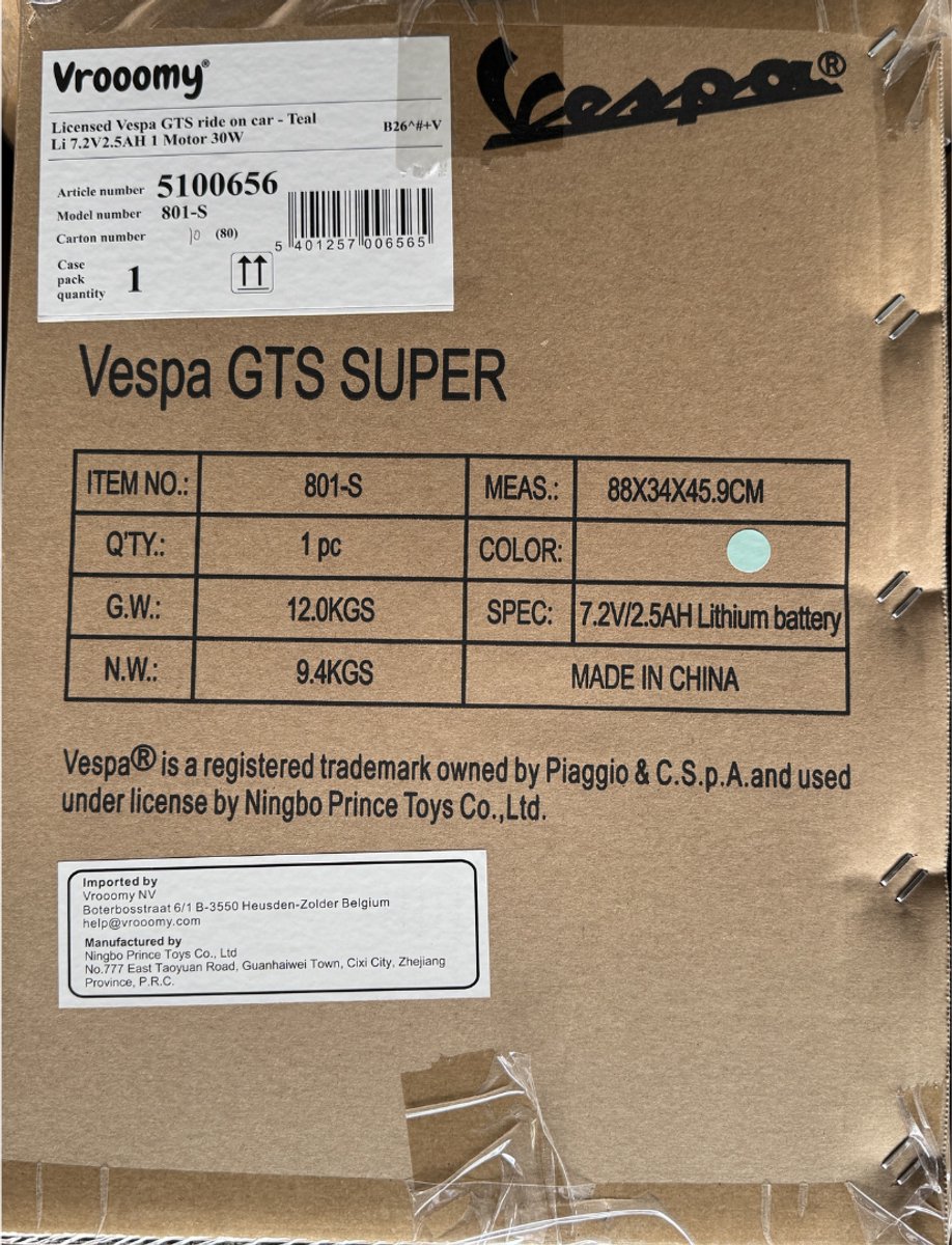 Vespa GT Full Option Elektrische Kinderscooter 3 tot 6 jaar – Officieel Gelicentieerde Kinder Vespa met Kofferbak & Verwijderbare Zijwieltjes – Li-ion Kindermotor met Kunstlederen Zitje, MP3 AUX & USB – Blauw — afbeelding 12