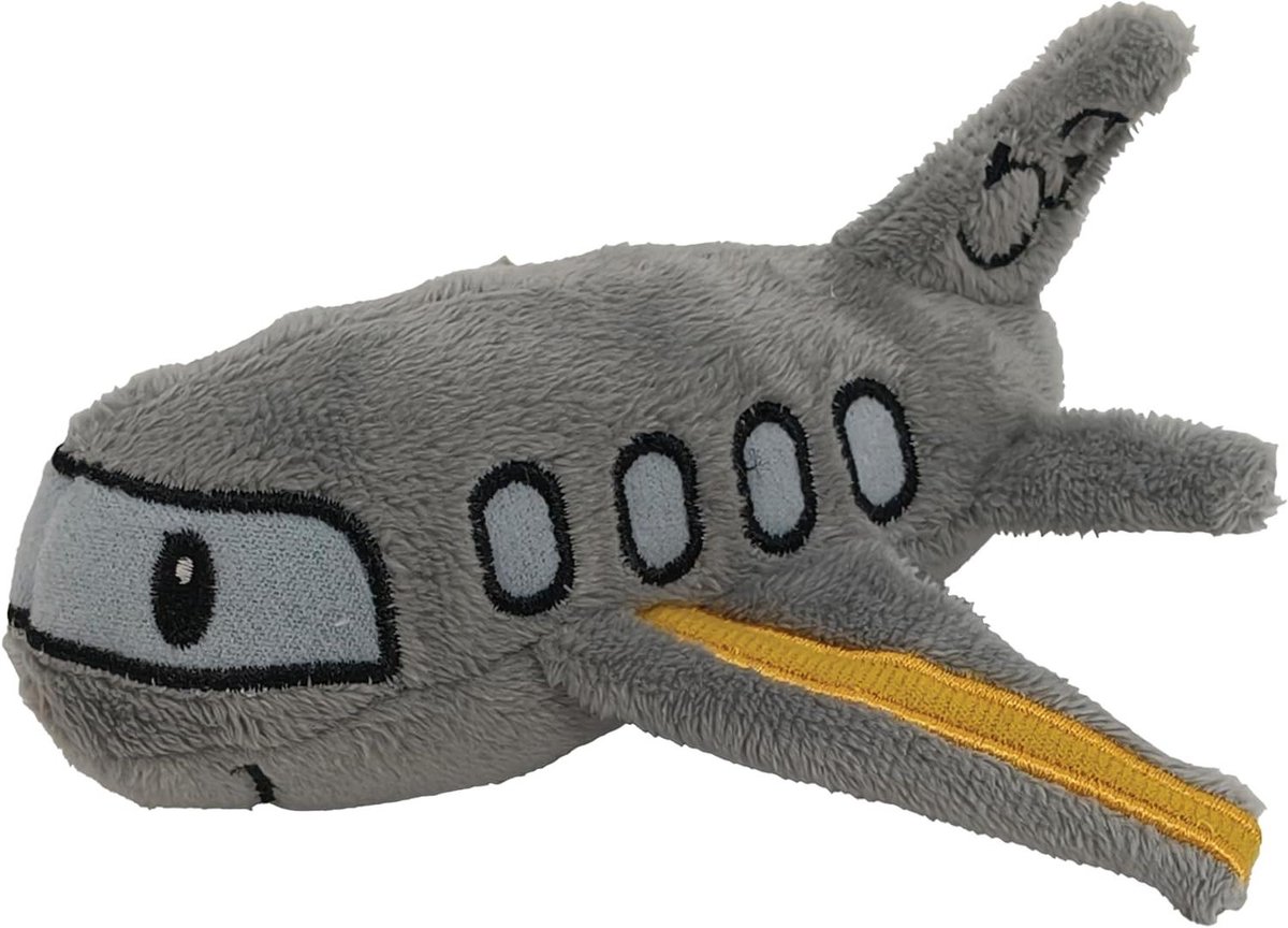 Vliegtuig Vingerpop - Pluche Vliegtuig - Verhalen Vertellen - Zacht Pluche Ontwerp - 12 cm - Grijs