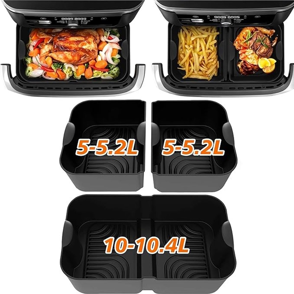 3 Grote Siliconen Vormen voor Luchtfriteuse - Accessoireset voor 10L Friteuses